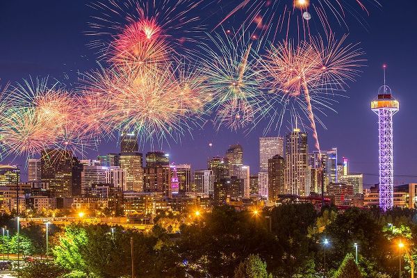 Colorado-Denver Fireworks over city on July 4th